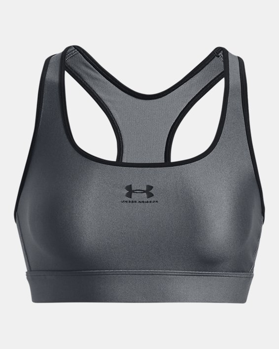 Women's HeatGear® Mid Padless Sports Bra, Gray, pdpMainDesktop image number 10